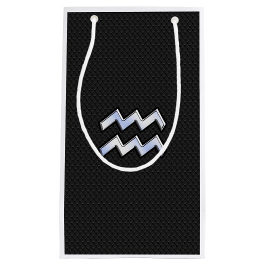 シルバーモダンアクエリアス〔占星術の〕十二宮図のスネークの看板 スモールペーパーバッグ (正面)