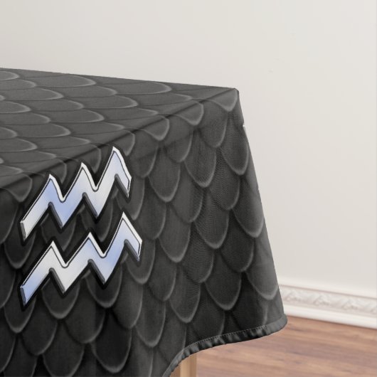 シルバーモダンアクエリアス〔占星術の〕十二宮図のスネークの看板 テーブルクロス (インサイチュ)