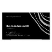 シルバーモダンアクセント付き単純黒 マグネット名刺 (正面)