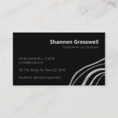 シルバーモダンアクセント付き単純黒 名刺 (裏面)