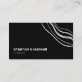 シルバーモダンアクセント付き単純黒 名刺 (正面)