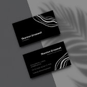 シルバーモダンアクセント付き単純黒 名刺