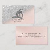 シルバーモダンエレガントグリッターヨガガガール《写真》ぼけ味 名刺 (正面/裏面)