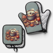 シルバーモダンオーブンミット 鍋つかみ&鍋敷きセット (正面/裏面)