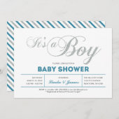 シルバーモダンカップル赤ちゃんシャワー招待状 招待状 (正面/裏面)