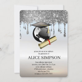 シルバーモダンキュートなシックなミニマリストによる卒業 招待状