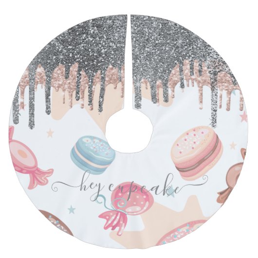 シルバーモダングリッターがキャンディースイーツを乾かす ブラッシュドポリエステルツリースカート (正面)