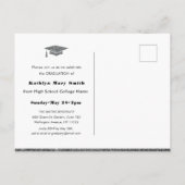 シルバーモダングリッタースクリプトシック写真卒業 インビテーションポストカード (裏面)