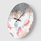 シルバーモダングリッタードリップスキャンディスイーツ ラージ壁時計 (傾斜)
