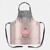シルバーモダングリッタードリップバラ金ゴールドカップケーキ エプロン (正面)