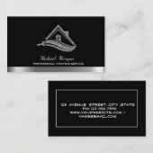 シルバーモダングリッターハウスルーフブラシブラック 名刺 (正面/裏面)