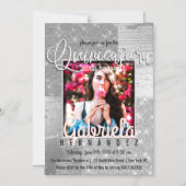 シルバーモダングリッターフォトキンセアニラ マグネット招待状 (正面)