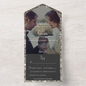 シルバーモダングリッターフォトディナー オールインワン招待状 (内側)