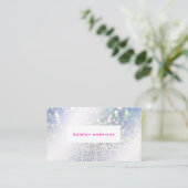 シルバーモダングリッターブライトピンクのメイクアップとヘア 名刺 (スタンド正面)