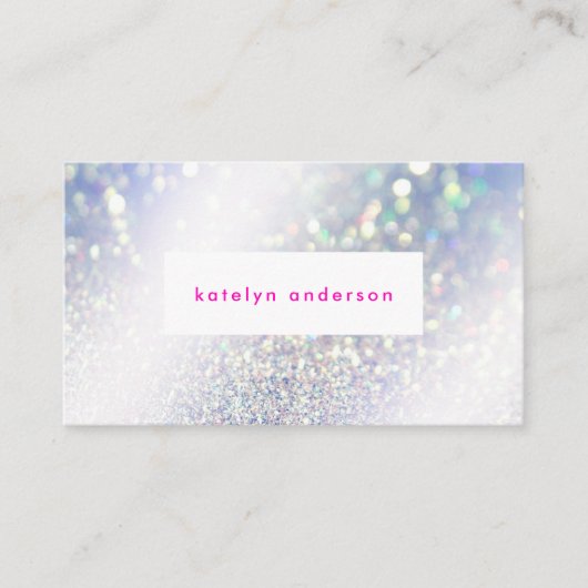 シルバーモダングリッターブライトピンクのメイクアップとヘア 名刺 (正面)