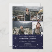 シルバーモダングリッターブルーススクリプト4 photo sweet 16 招待状 (裏面)