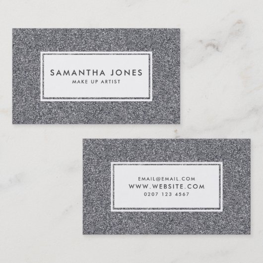 シルバーモダングリッターメイクアップアーティスト 名刺 (正面/裏面)