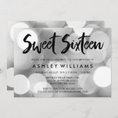 シルバーモダングリッターライトスウィート16招待状 招待状 (正面/裏面)