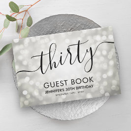 シルバーモダングリッターライト30歳の誕生日 ゲストブック
