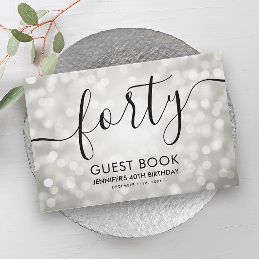 シルバーモダングリッターライト40歳の誕生日 ゲストブック
