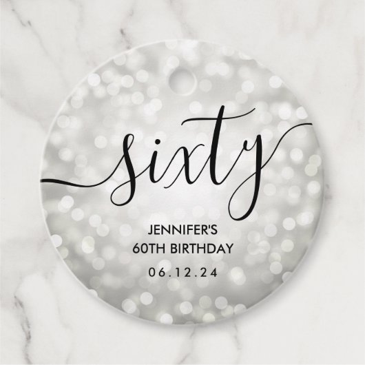 シルバーモダングリッターライト60誕生日 フェイバータグ (正面)