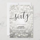 シルバーモダングリッターライト60誕生日 招待状 (正面)