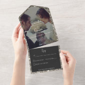 シルバーモダングリッター写真No Dinner オールインワン招待状 (貼ってはがせる)