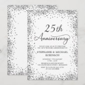 シルバーモダングリッター25結婚周年記念 招待状 (正面/裏面)