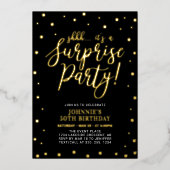 シルバーモダンサプライズ成人誕生日パーティー 箔招待状 (正面)