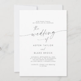 シルバーモダンスクリプト結婚式招待状 招待状