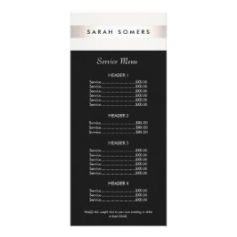 シルバーモダンストライプのサロンブラックプライスリストメニュー ラックカード