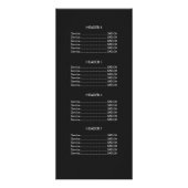 シルバーモダンストライプのサロンブラックプライスリストメニュー ラックカード (裏面)