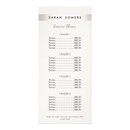 シルバーモダンストライプのサロンホワイトプライスリスト ラックカード