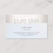 シルバーモダンストライプエステティシャンライトブルースパ 名刺 (正面)