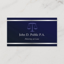 シルバーモダンストライプネイビーブルー弁護士弁護士 名刺