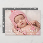 シルバーモダンスプラッシュメリークリスマスフォトカード シーズンカード (正面/裏面)