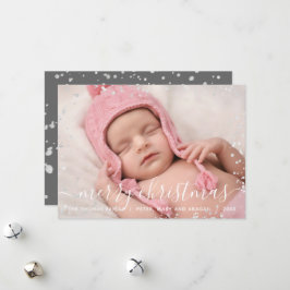 シルバーモダンスプラッシュメリークリスマスフォトカード シーズンカード