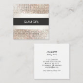 シルバーモダンセインストライプズGlam美しいスタイリスト スクエア名刺 (正面/裏面)