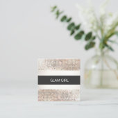 シルバーモダンセインストライプズGlam美しいスタイリスト スクエア名刺 (スタンド正面)