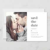 シルバーモダンタイポグラフィ写真Save the Date マグネット招待状 (正面)