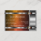 シルバーモダンダークオレンジ大理石とダイヤフェイクモンド 名刺 (裏面)