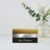 シルバーモダンデコールとロゴ付きキャラメルブラック 名刺 (スタンド正面)