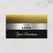 シルバーモダンデコールとロゴ付きキャラメルブラック 名刺 (正面)