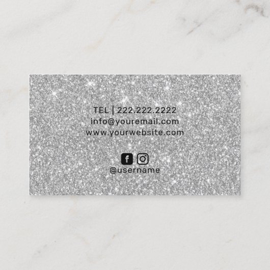 シルバーモダンドリップスブラックメタルメイクアップアーティストヘア 名刺 (裏面)