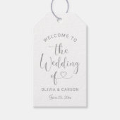 シルバーモダンハートス結婚クリプトへようこそ ギフトタグ (正面)