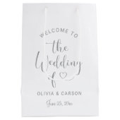 シルバーモダンハートス結婚クリプトへようこそ ミディアムペーパーバッグ (裏面)