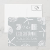 シルバーモダンビーチテーマシーシェル日付を保存 案内ポストカード (正面/裏面)