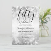 シルバーモダンフィフティ&ファブラス50誕生日 招待状 (スタンド正面)