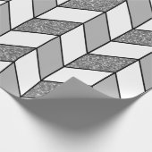 シルバーモダンフェイクグリッターヘリンボーンシェブロン ラッピングペーパー (角)