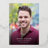 シルバーモダンフォイルの卒業発表 箔招待状 (裏面)